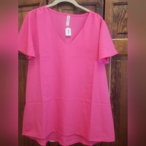 NWT Zenana pink ruffle sleeve large